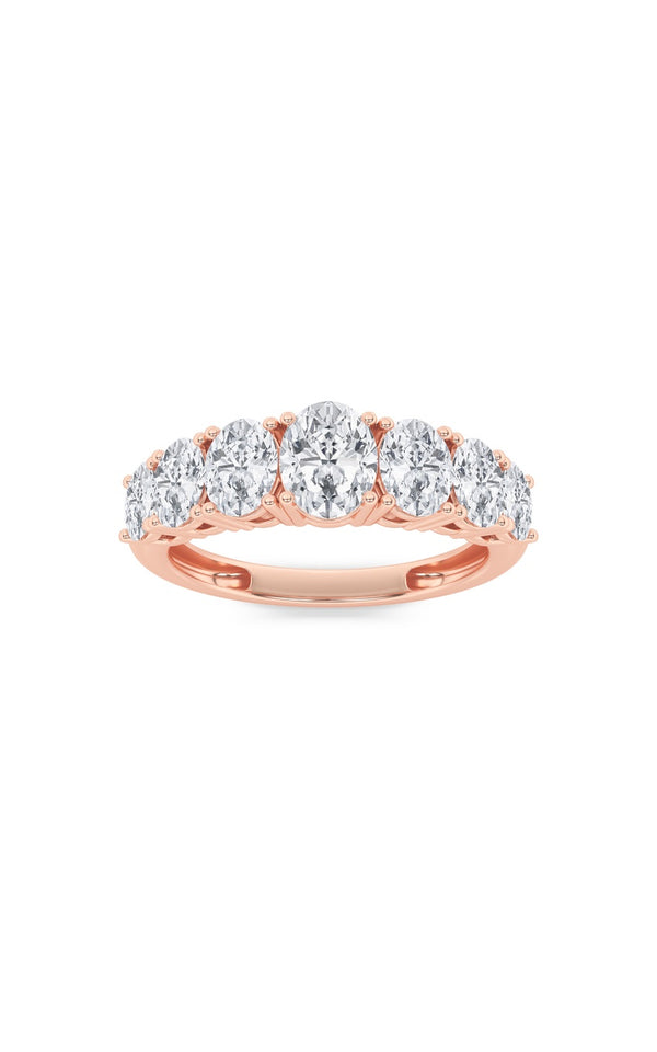 2Cttw Oval Shaped Lab Grown Diamond (F/VS) Seven Stone Band Ring in 14K Gold