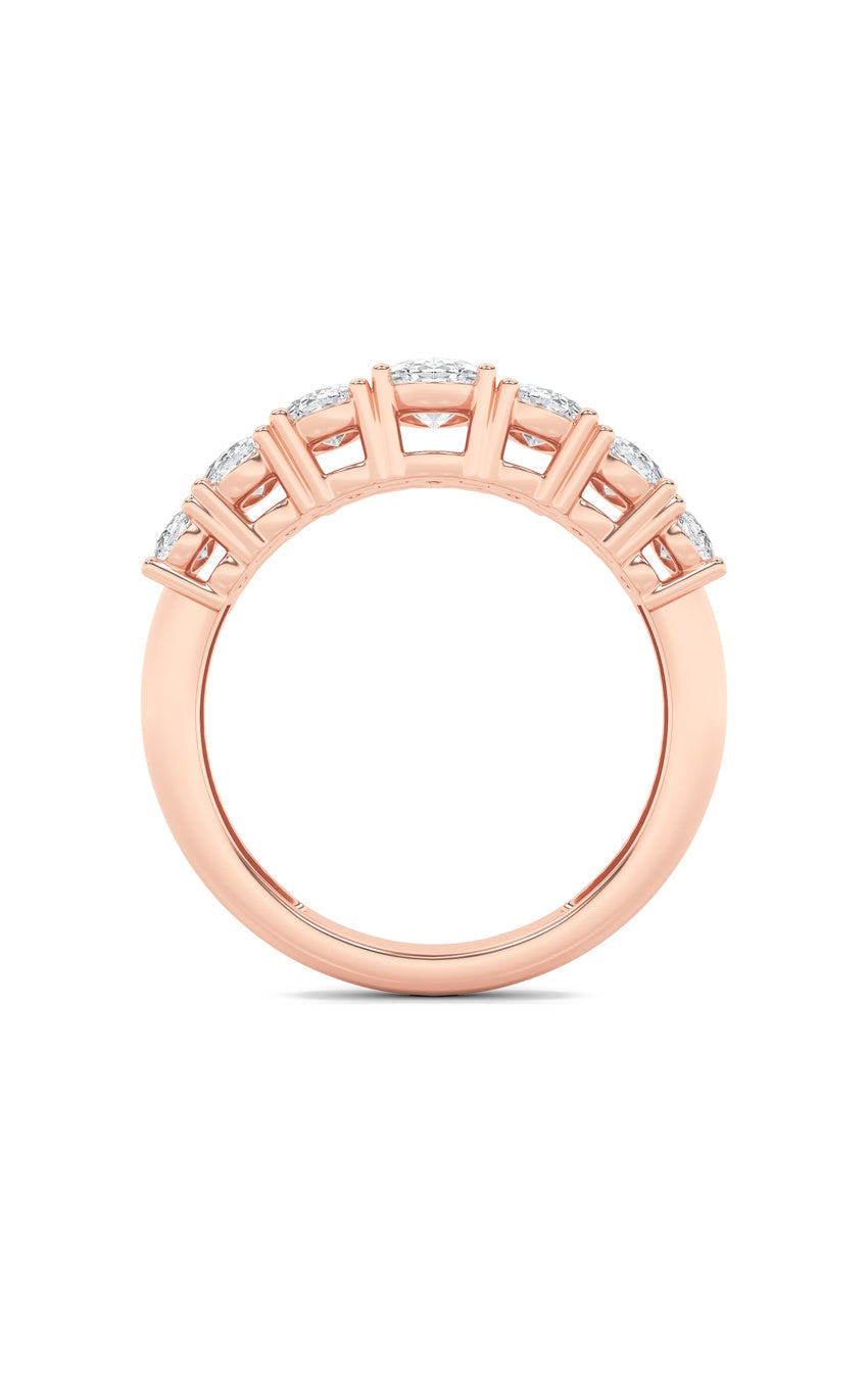 2Cttw Oval Shaped Lab Grown Diamond (F/VS) Seven Stone Band Ring in 14K Gold