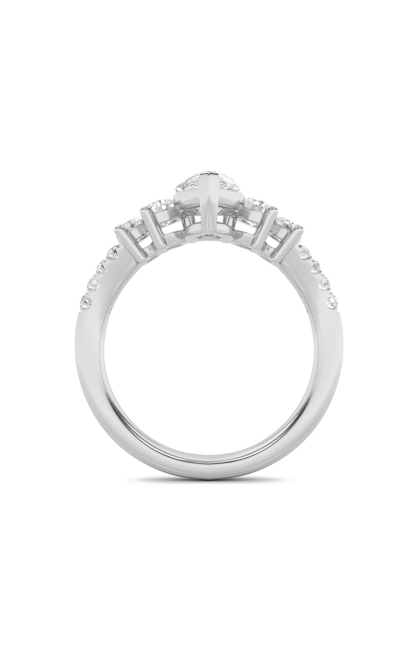1.5Cttw Pear Shaped Lab Grown Diamond (F/VS) Fancy Contour Ring in 14K Gold