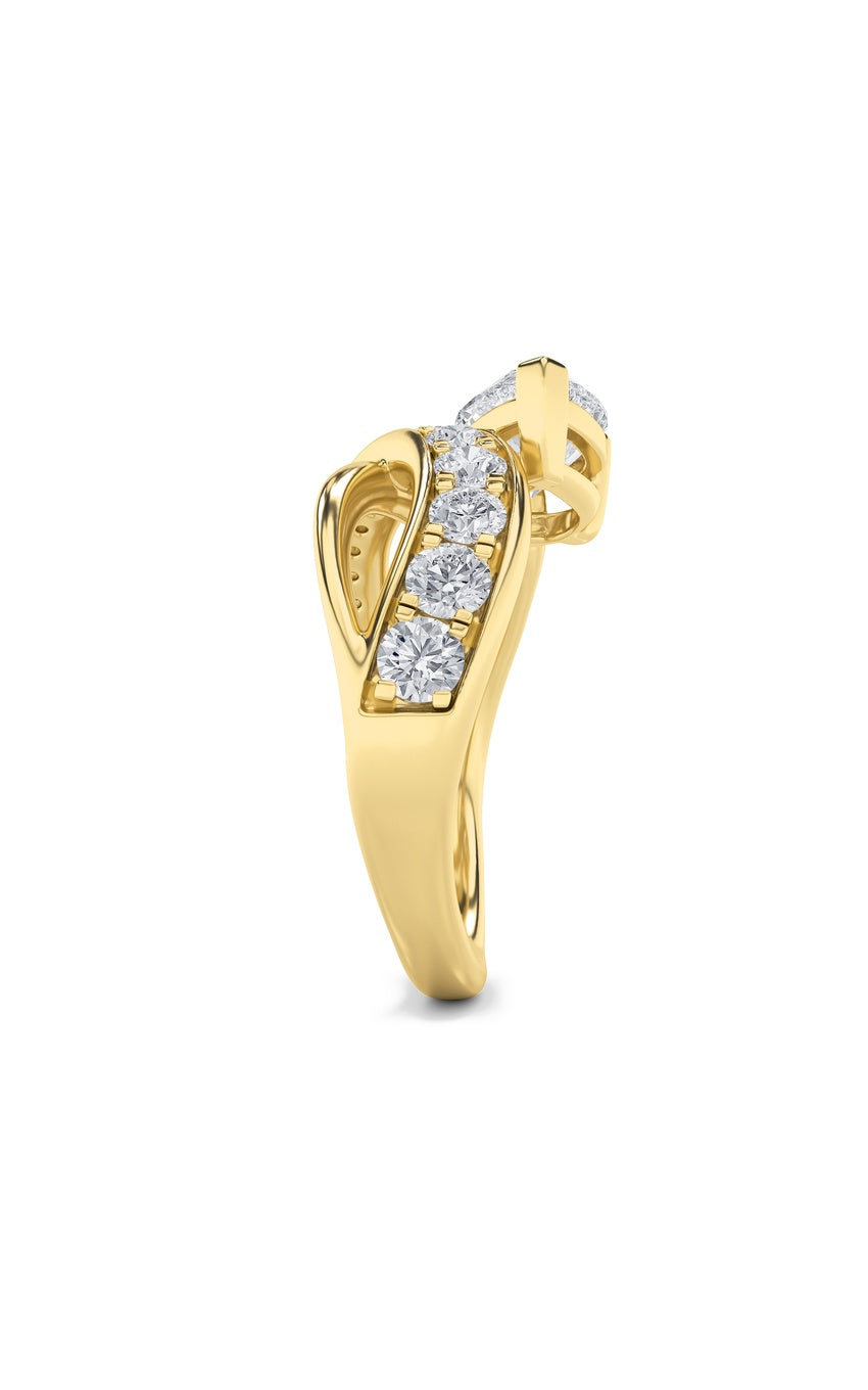 2Cttw Pear Shaped Lab Grown Diamond (F/VS) Fashion AccentedEngagement Ring in 14K Gold