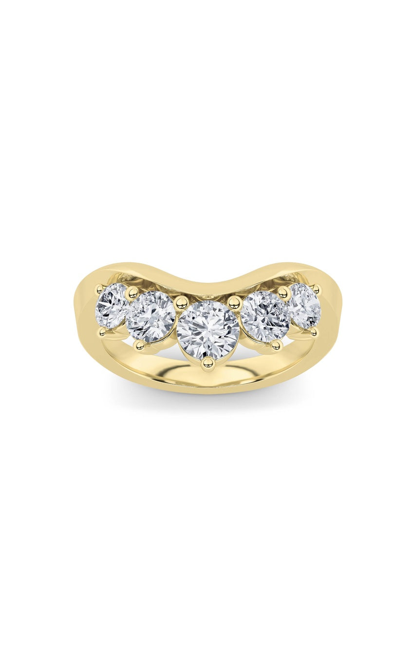 1Cttw Round Shaped Lab Grown Diamond (F/VS) Fancy Contour Ring in 14K Gold
