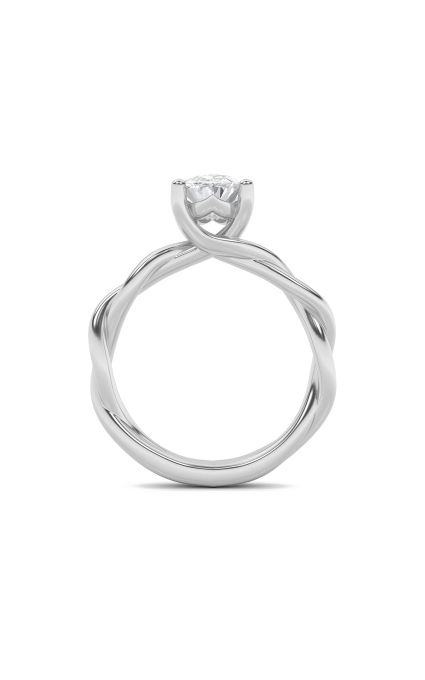 1Cttw Oval Shaped Lab Grown Diamond (F/VS) Twisted Shank Solitaire Engagement Ring in 14K Gold