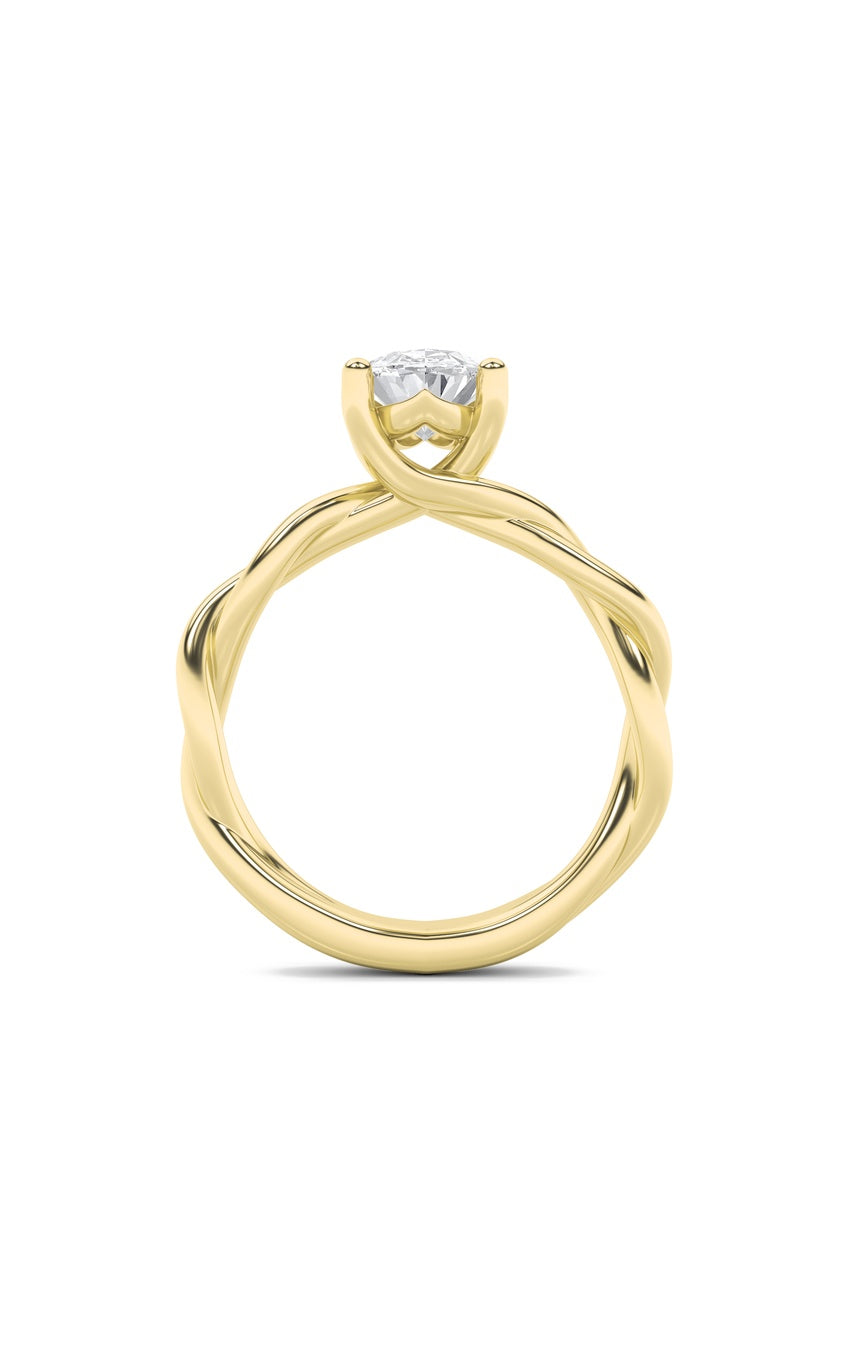 1Cttw Oval Shaped Lab Grown Diamond (F/VS) Twisted Shank Solitaire Engagement Ring in 14K Gold