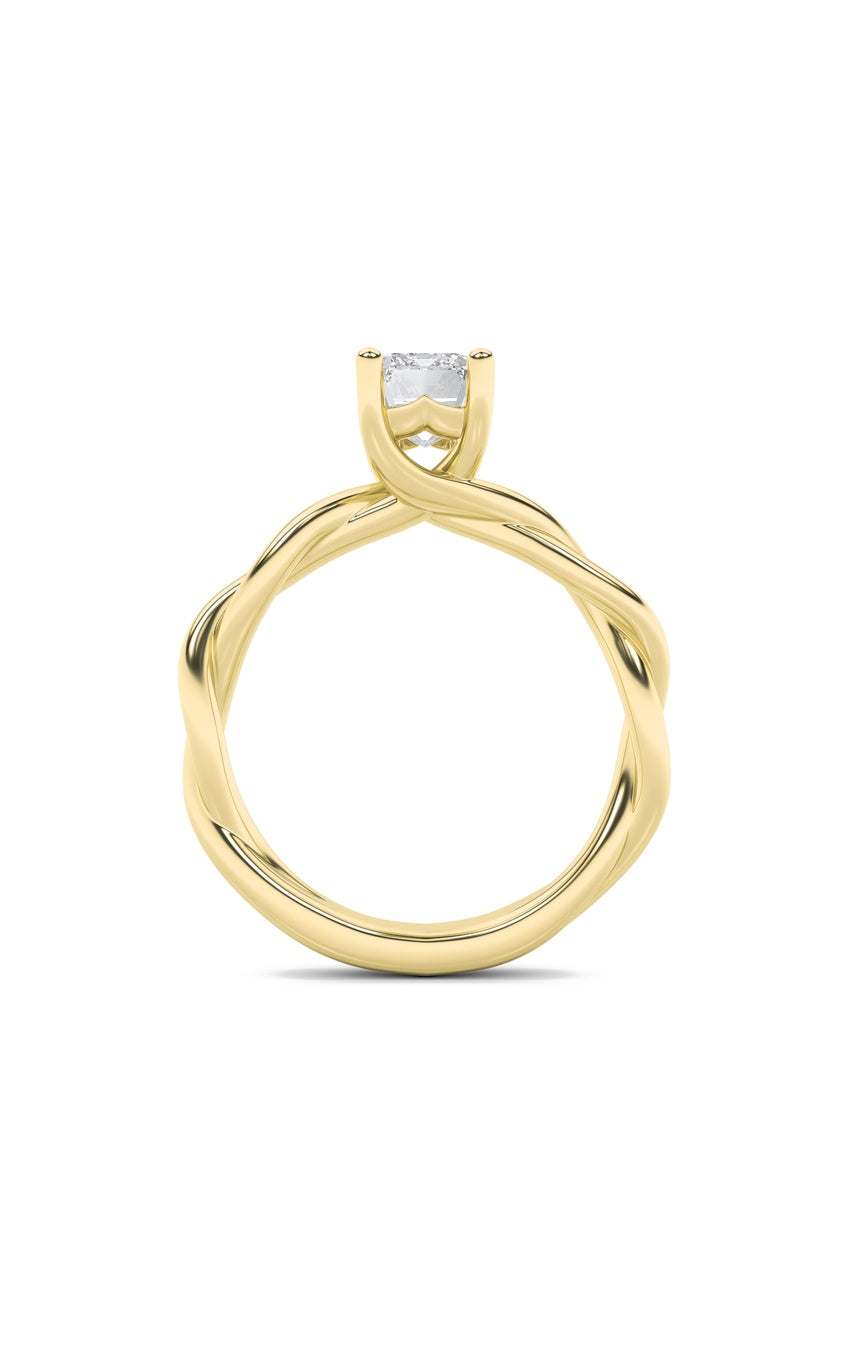 1Cttw Radiant Shaped Lab Grown Diamond (F/VS) Twisted Shank Solitaire Engagement Ring in 14K Gold