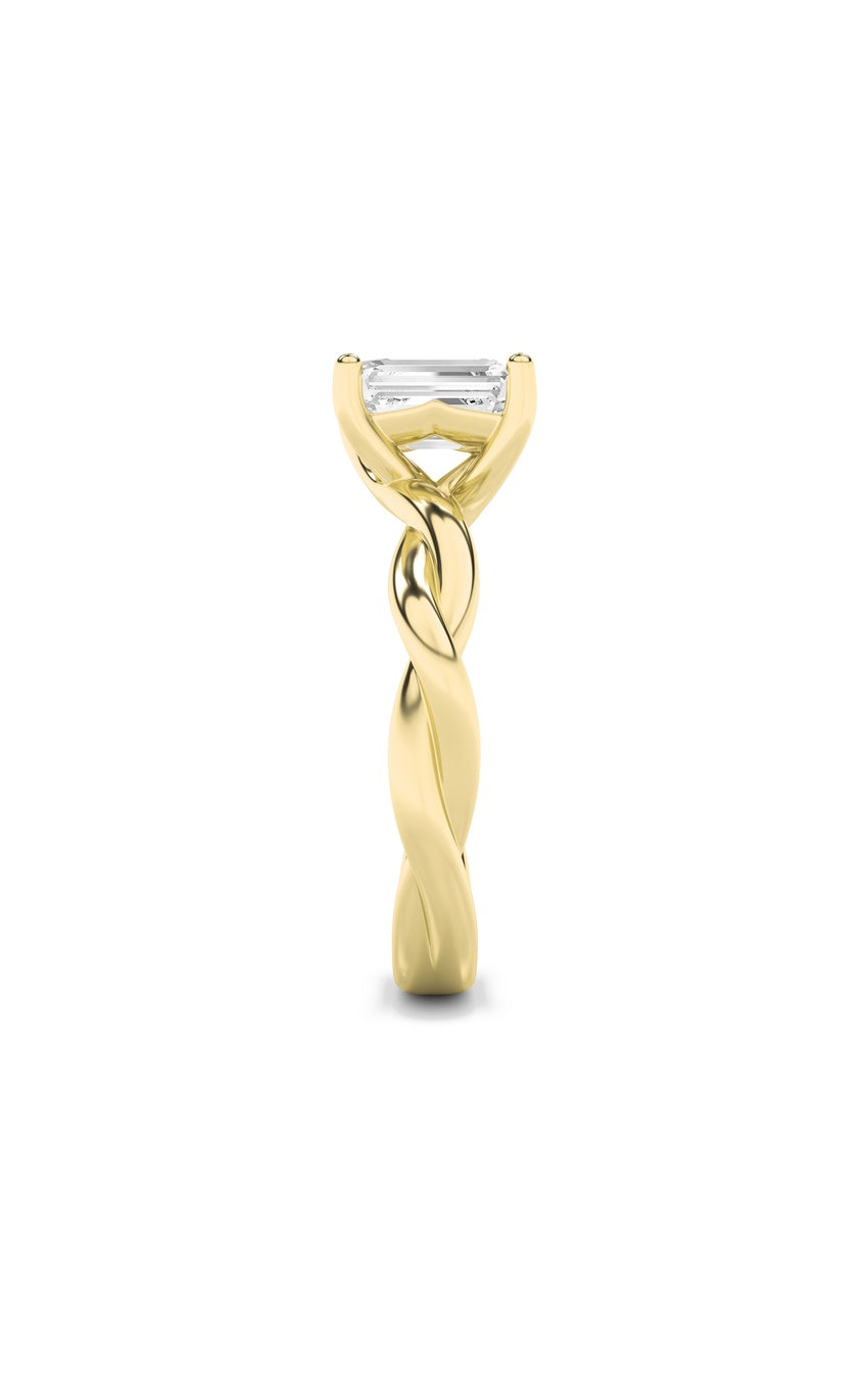 1Cttw Radiant Shaped Lab Grown Diamond (F/VS) Twisted Shank Solitaire Engagement Ring in 14K Gold