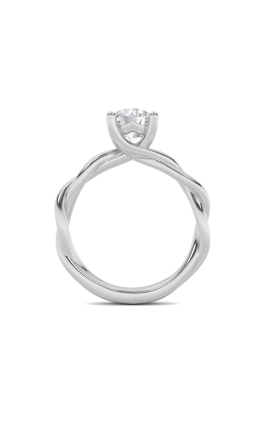 1Cttw Round Shaped Lab Grown Diamond (F/VS) Twisted Shank Solitaire Engagement Ring in 14K Gold