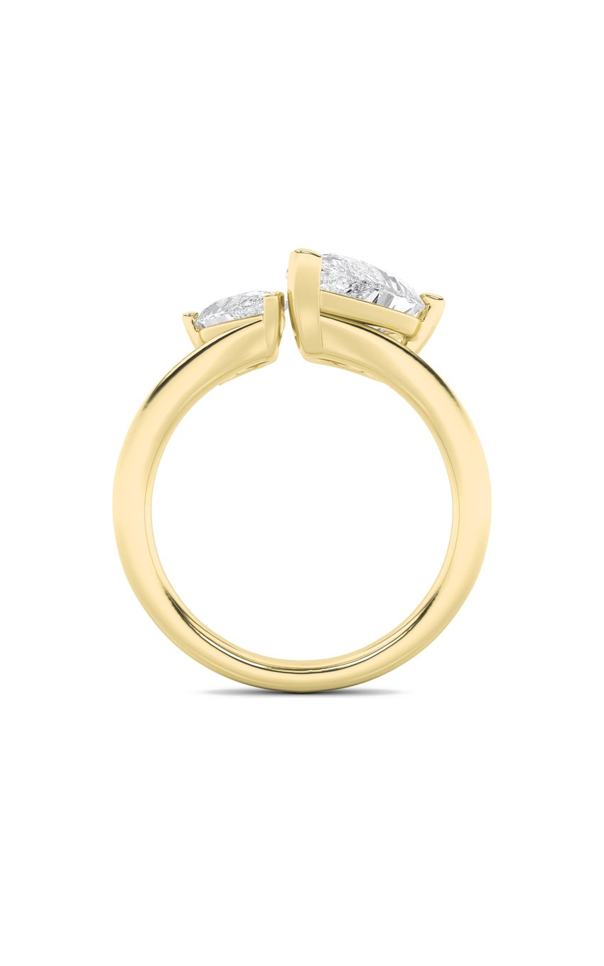 3Cttw Pear Shaped Lab Grown Diamond (F/VS) Toi et Moi Engagement Ring in 14K Gold