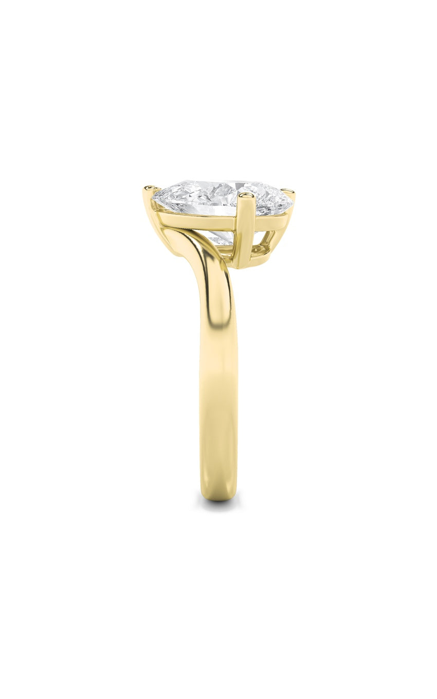 3Cttw Pear Shaped Lab Grown Diamond (F/VS) Toi et Moi Engagement Ring in 14K Gold