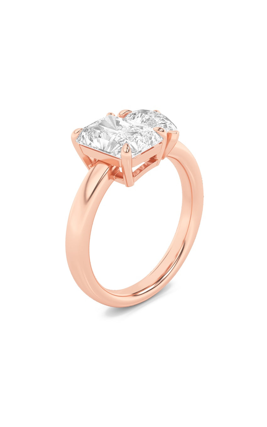 3Cttw Radiant Shaped Lab Grown Diamond (F/VS) Toi et Moi Fashiion Ring in 14K Gold