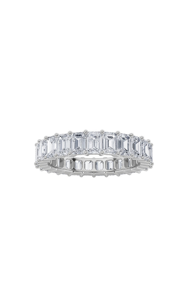 3.25Cttw Emerald Shaped Lab Grown Diamond Split Prong Eternity Ring in 14K Gold (F/VS)