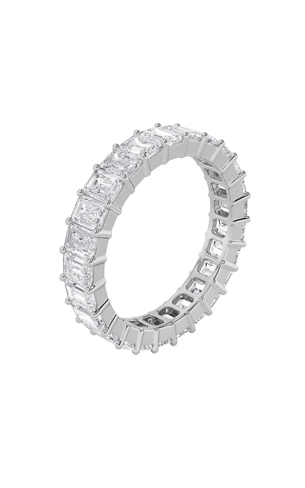 3.25Cttw Emerald Shaped Lab Grown Diamond Split Prong Eternity Ring in 14K Gold (F/VS)