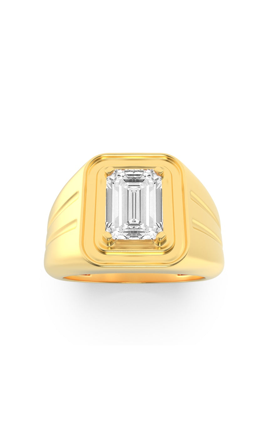 2Cttw Emerald Shaped Lab Grown Diamond (F/VS) Mens Ring in 14K White Gold