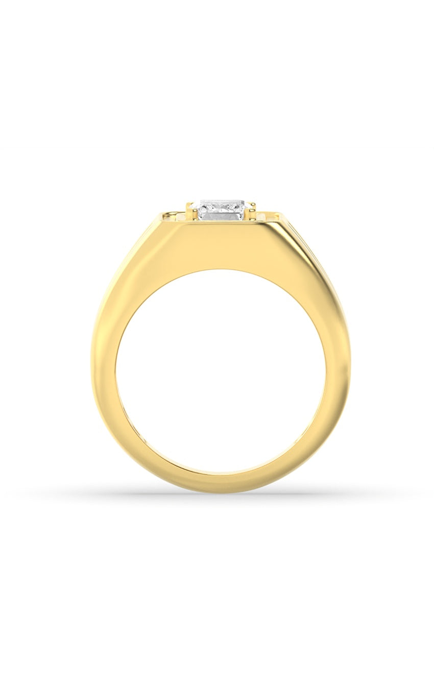 2Cttw Emerald Shaped Lab Grown Diamond (F/VS) Mens Ring in 14K White Gold