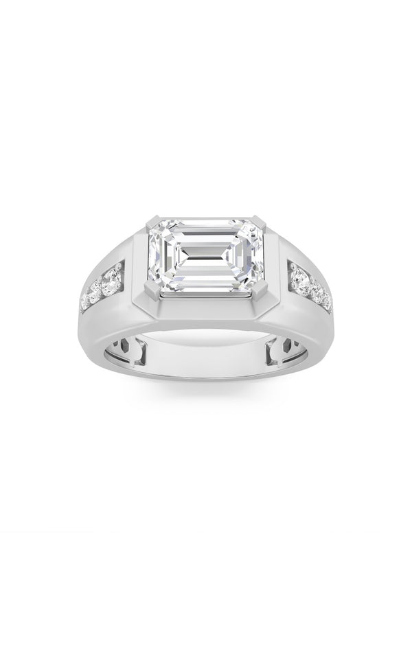 3.25Cttw Emerald Shaped Lab Grown Diamond (F/VS) Ring in 14K Gold