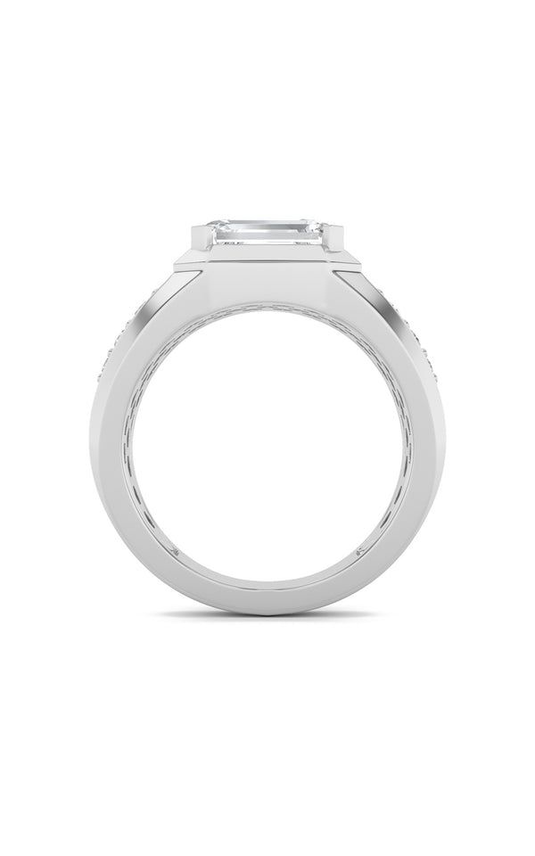 3.5Cttw Emerald Shaped Lab Grown Diamond (F/VS) Mens Ring in 14K Gold