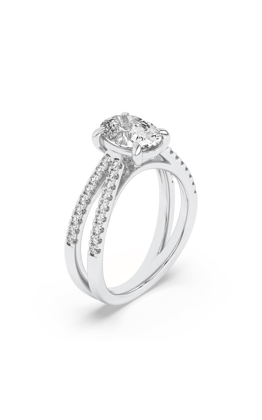 2Cttw Oval Shaped Lab Grown Diamond (F/VS) Cross Shank Accented Engagement Ring in 14K Gold