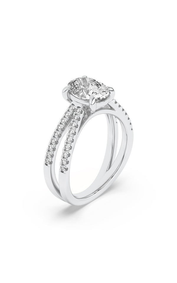 2Cttw Oval Shaped Lab Grown Diamond (F/VS) Cross Shank Accented Engagement Ring in 14K Gold