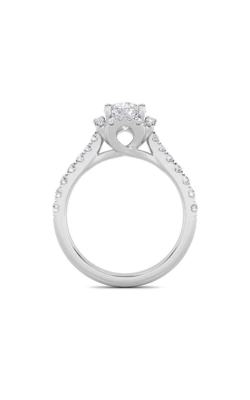 1.5Cttw Round Shaped Lab Grown Diamond (F/VS) Halo Accented Engagement Ring in 14K Gold