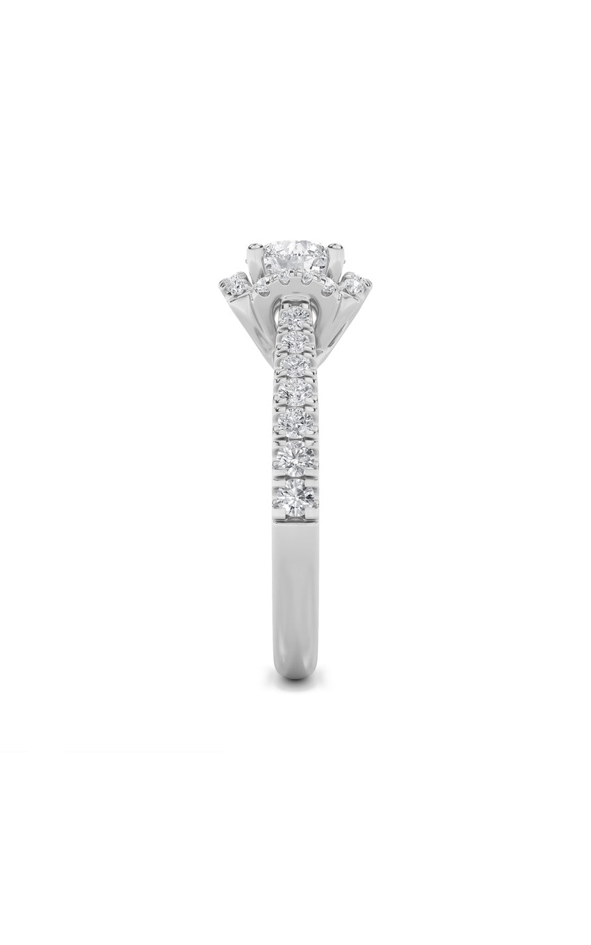 1.5Cttw Round Shaped Lab Grown Diamond (F/VS) Halo Accented Engagement Ring in 14K Gold