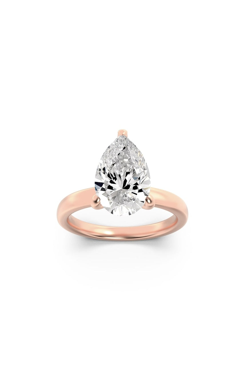1Cttw Pear Shaped Lab Grown Diamond (F/VS) Hidden Halo Plain Shank Engagement Ring in 14K Gold