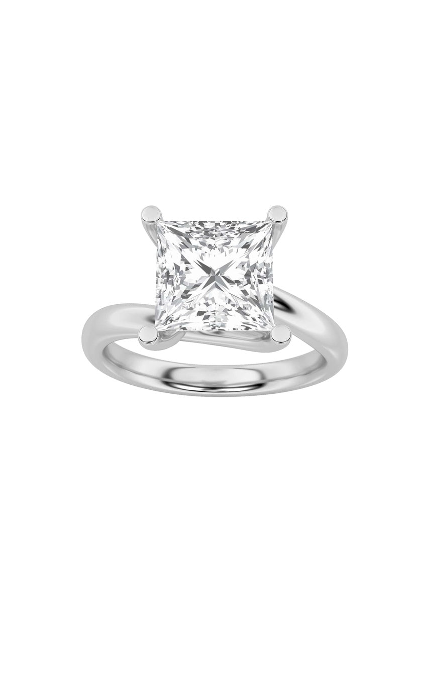 1Cttw Princess Shaped Lab Grown Diamond (F/VS) Bypass Shank Engagement Ring in 14K Gold