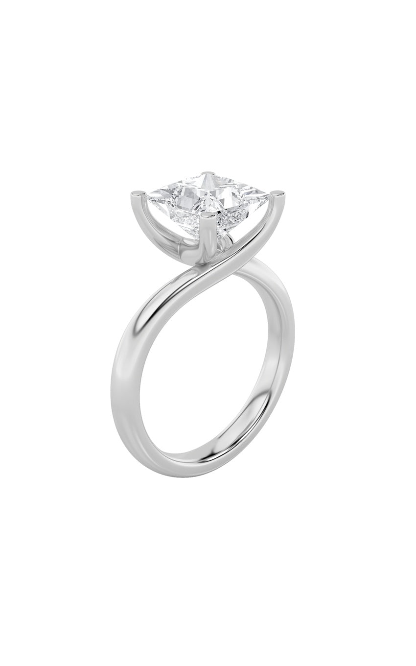 1Cttw Princess Shaped Lab Grown Diamond (F/VS) Bypass Shank Engagement Ring in 14K Gold
