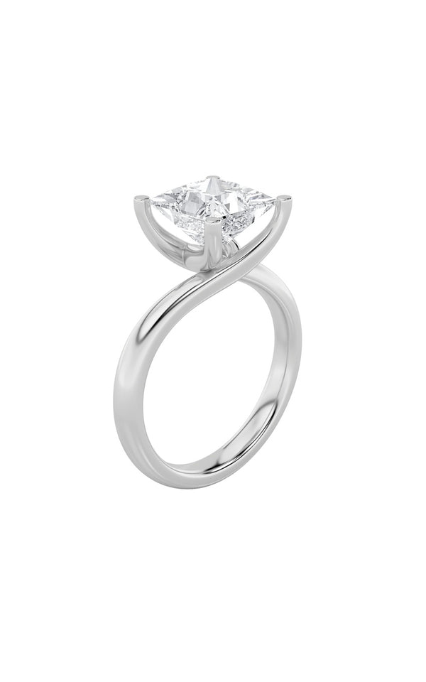 1Cttw Princess Shaped Lab Grown Diamond (F/VS) Bypass Shank Engagement Ring in 14K Gold