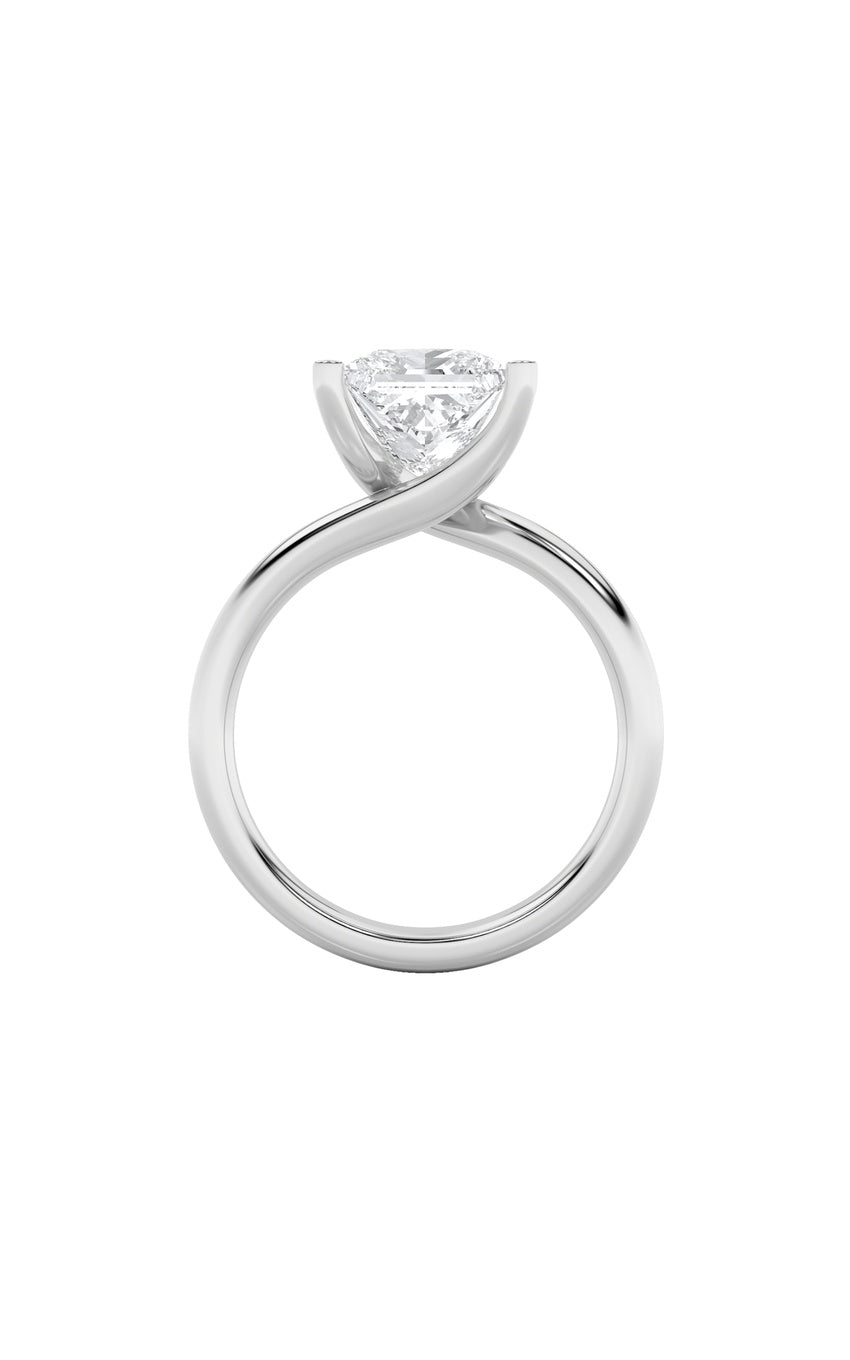 1Cttw Princess Shaped Lab Grown Diamond (F/VS) Bypass Shank Engagement Ring in 14K Gold