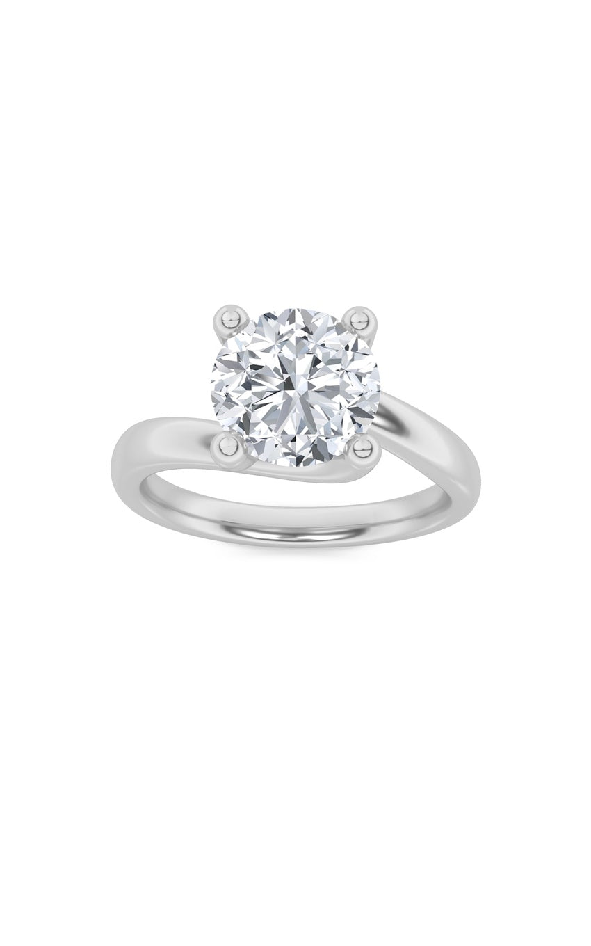1Cttw Round Shaped Lab Grown Diamond (F/VS) Bypass Shank Engagement Ring in 14K Gold