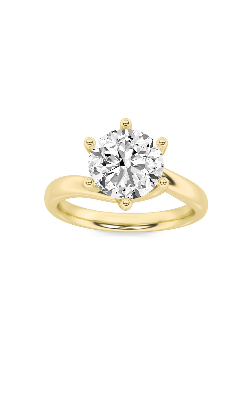 2Cttw Round Shaped Lab Grown Diamond (F/VS) Bypass Shank Engagement Ring in 14K Gold