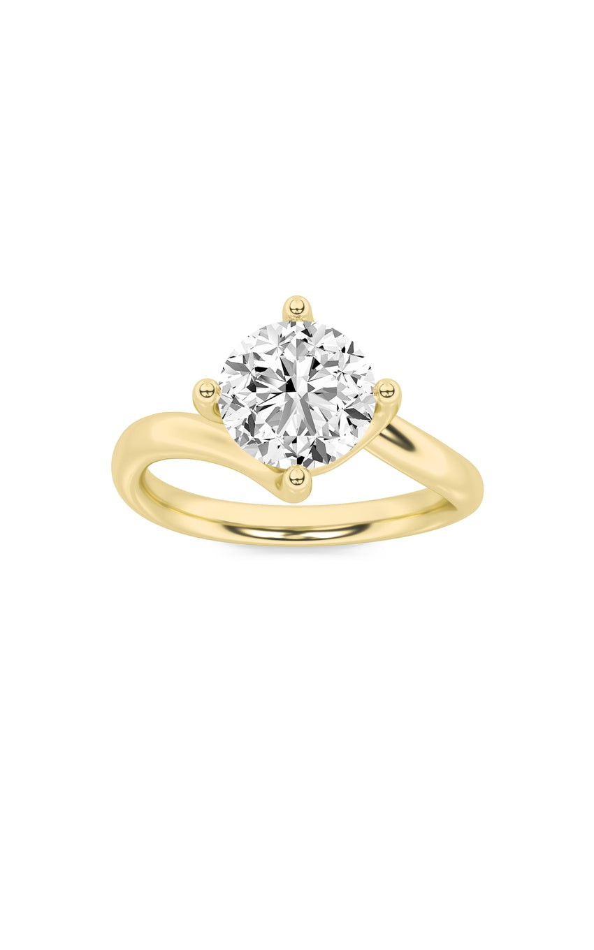 2Cttw Round Shaped Lab Grown Diamond (F/VS) Bypass Shank Engagement Ring in 14K Gold