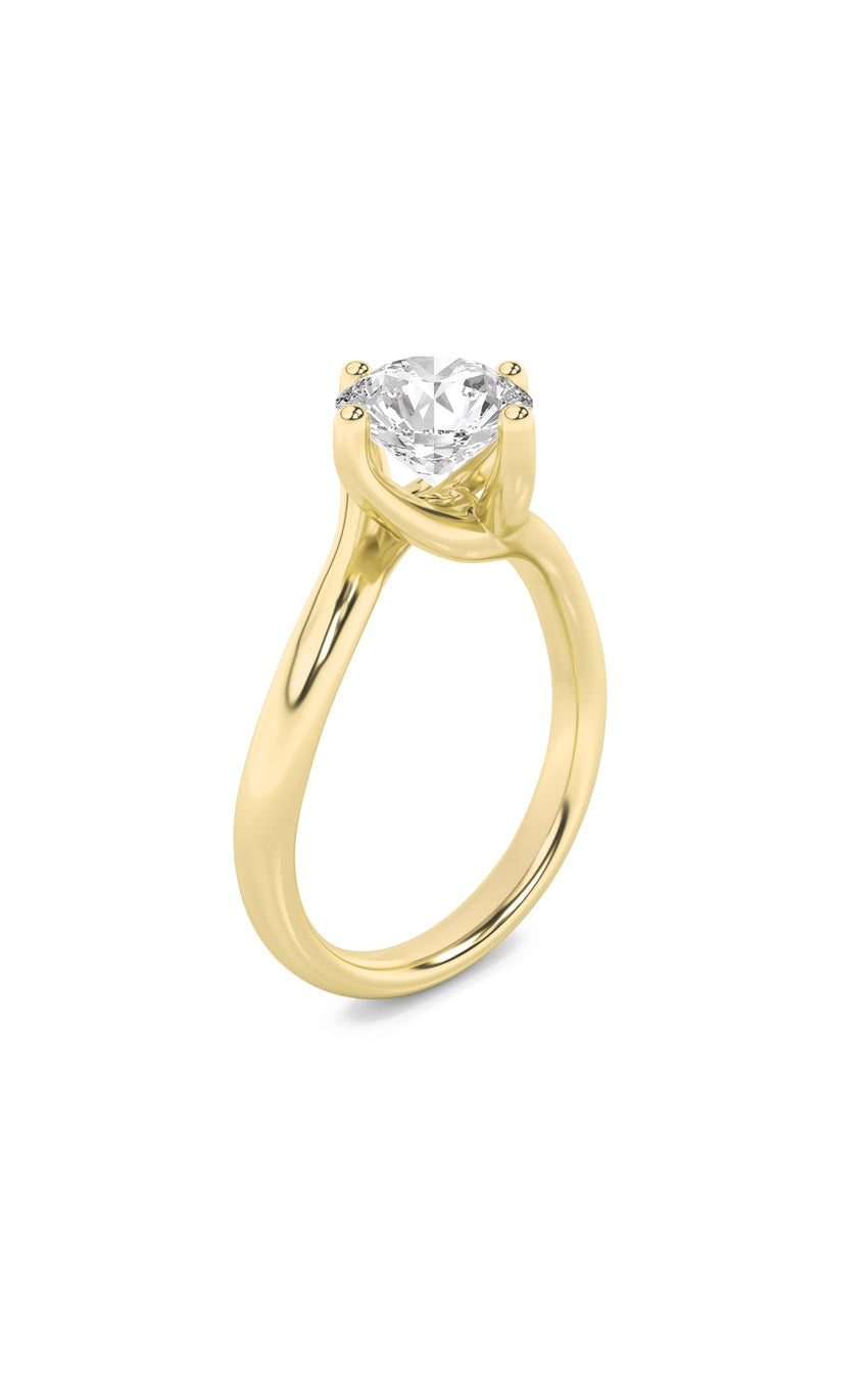 2Cttw Round Shaped Lab Grown Diamond (F/VS) Bypass Shank Engagement Ring in 14K Gold