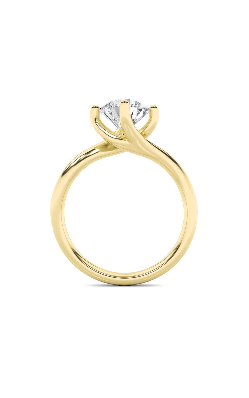 2Cttw Round Shaped Lab Grown Diamond (F/VS) Bypass Shank Engagement Ring in 14K Gold