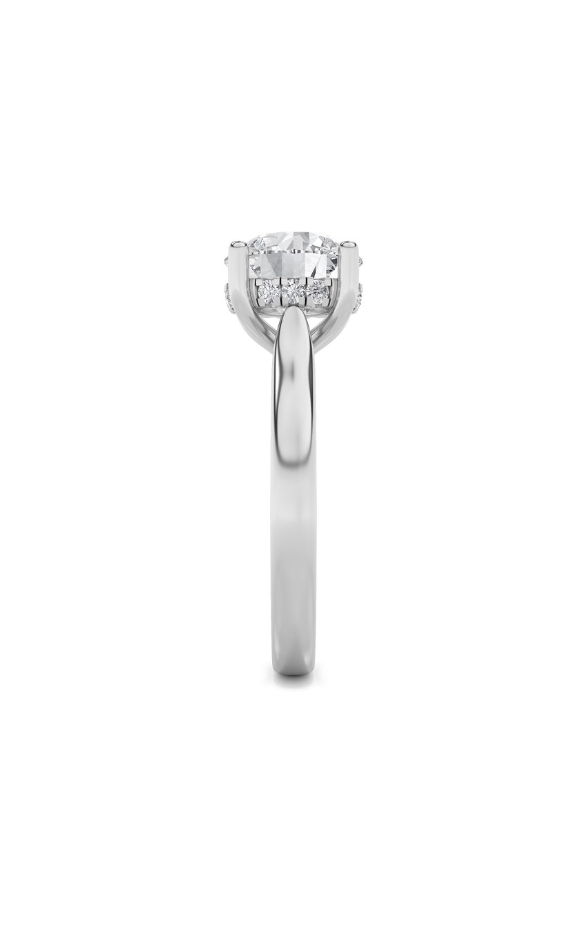 3Cttw Round Shaped Lab Grown Diamond (F/VS) Hidden Halo Cathedral Shank Engagement Ring in 14K Gold