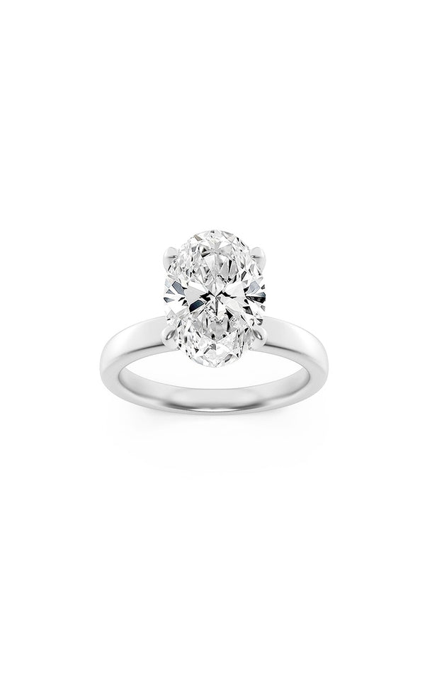 2Cttw Oval Shaped Lab Grown Diamond (F/VS) Hidden Halo Petite Shank Ring in 14K Gold