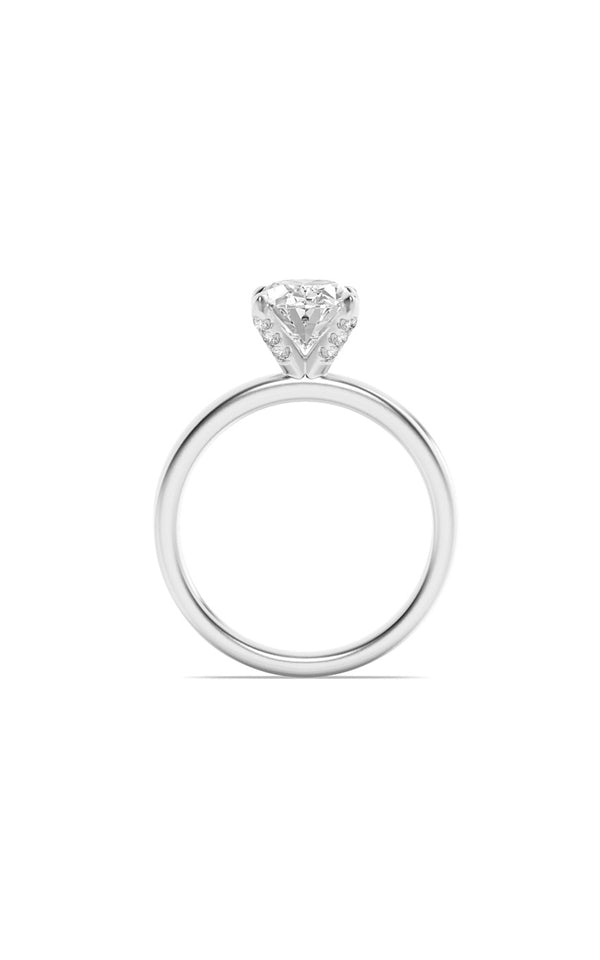 2Cttw Oval Shaped Lab Grown Diamond (F/VS) Hidden Halo Petite Shank Ring in 14K Gold