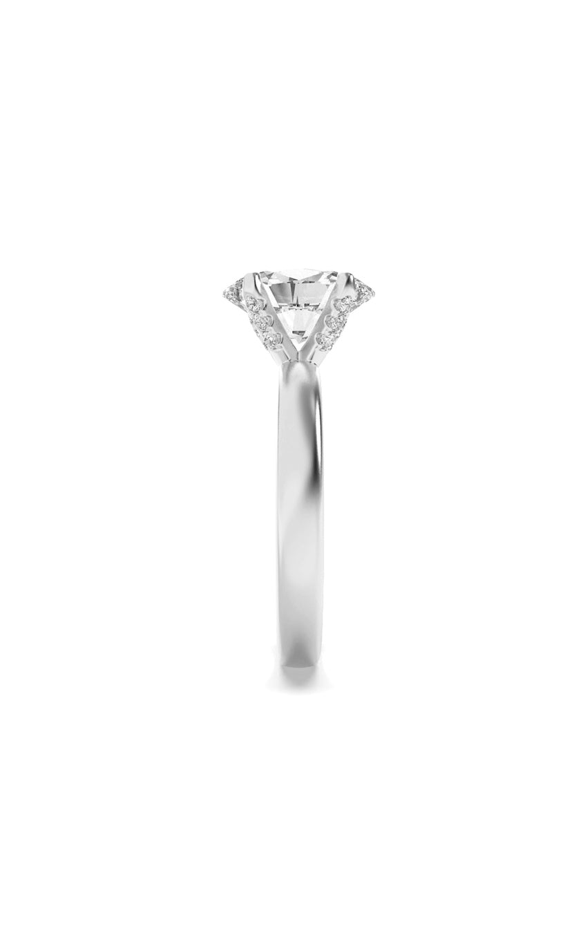 2Cttw Oval Shaped Lab Grown Diamond (F/VS) Hidden Halo Petite Shank Ring in 14K Gold