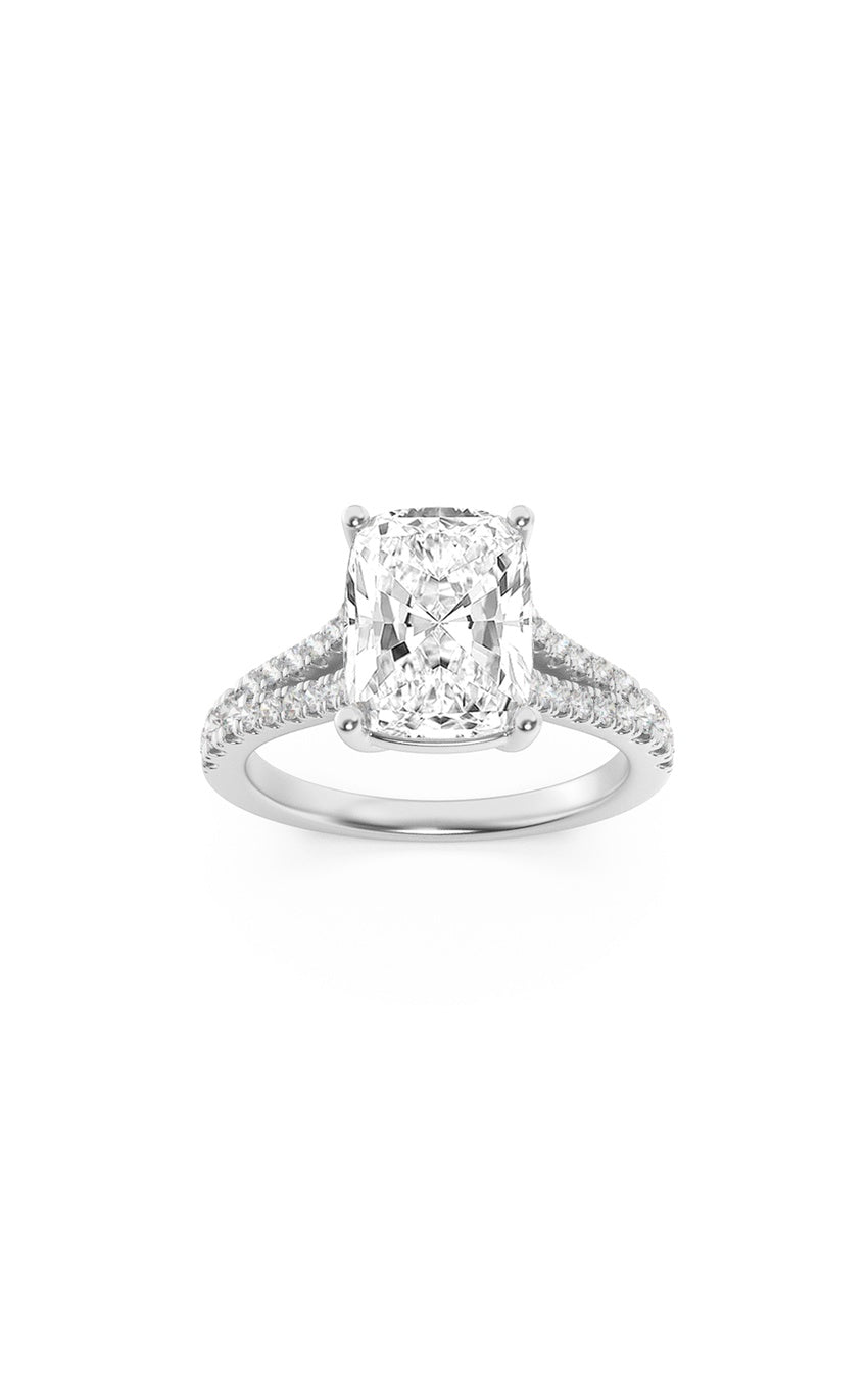 2.25Cttw Elongated Cushion Shaped Lab Grown Diamond (F/VS) Split Shank Accented Enagagement Ring in 14K Gold
