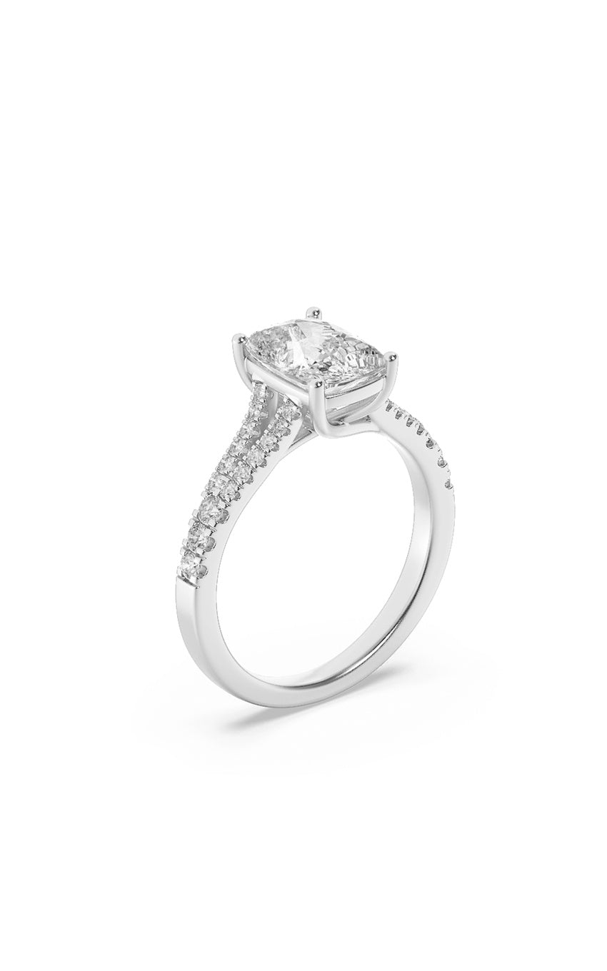 2.25Cttw Elongated Cushion Shaped Lab Grown Diamond (F/VS) Split Shank Accented Enagagement Ring in 14K Gold