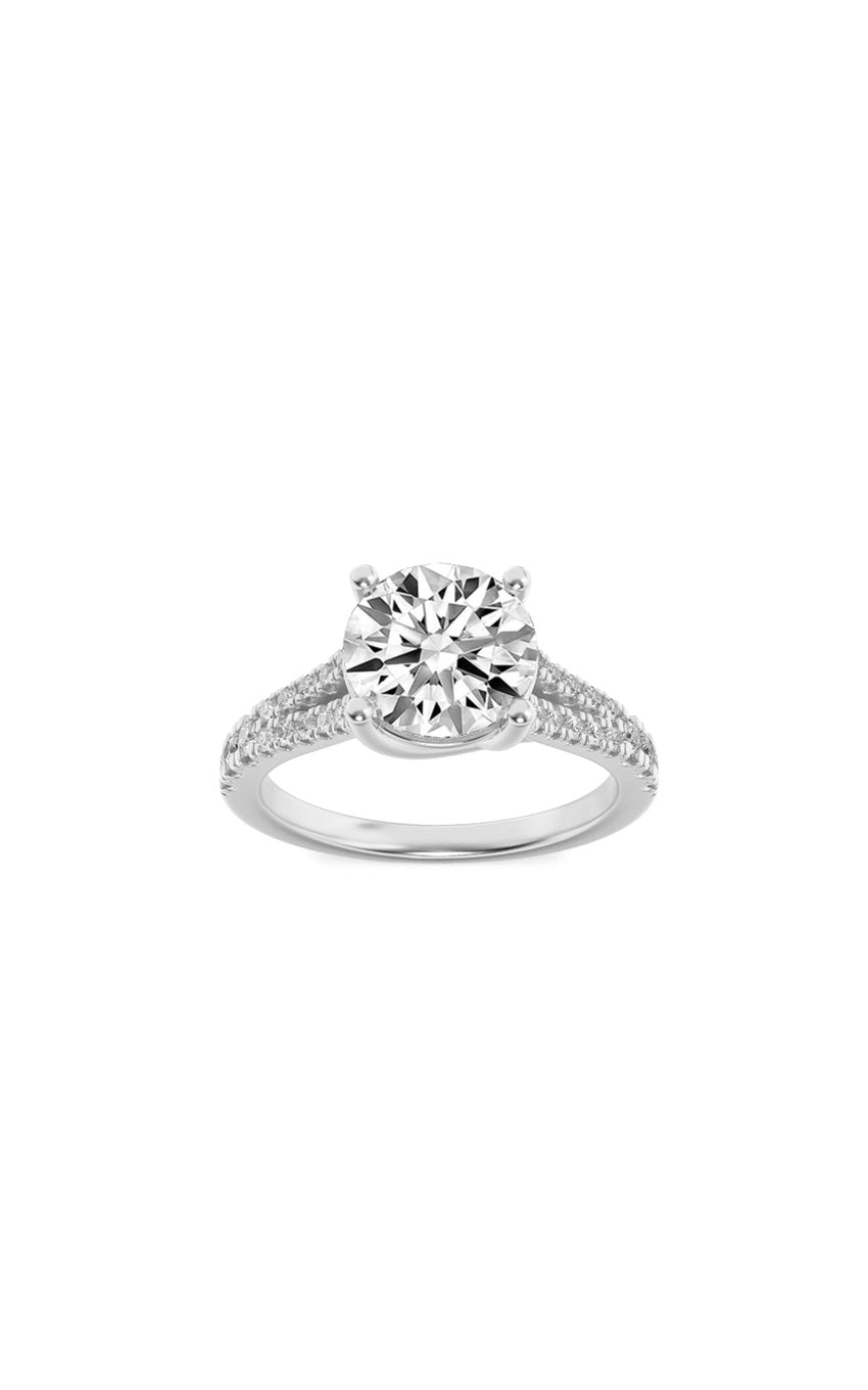 4Cttw Round Shaped Lab Grown Diamond (F/VS) Split Shank Trellis Engagement Ring in 14K Gold