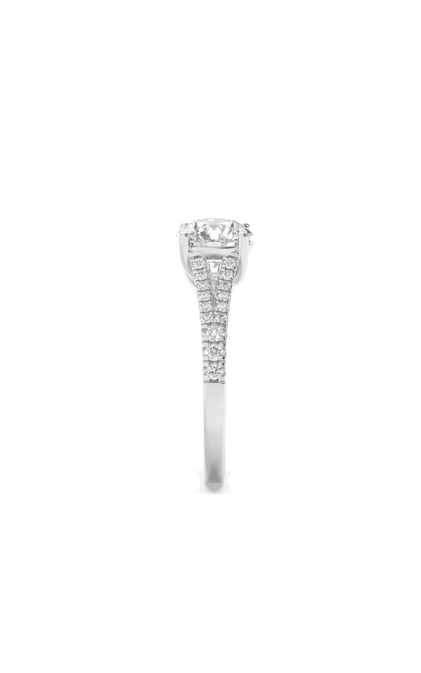 4Cttw Round Shaped Lab Grown Diamond (F/VS) Split Shank Trellis Engagement Ring in 14K Gold