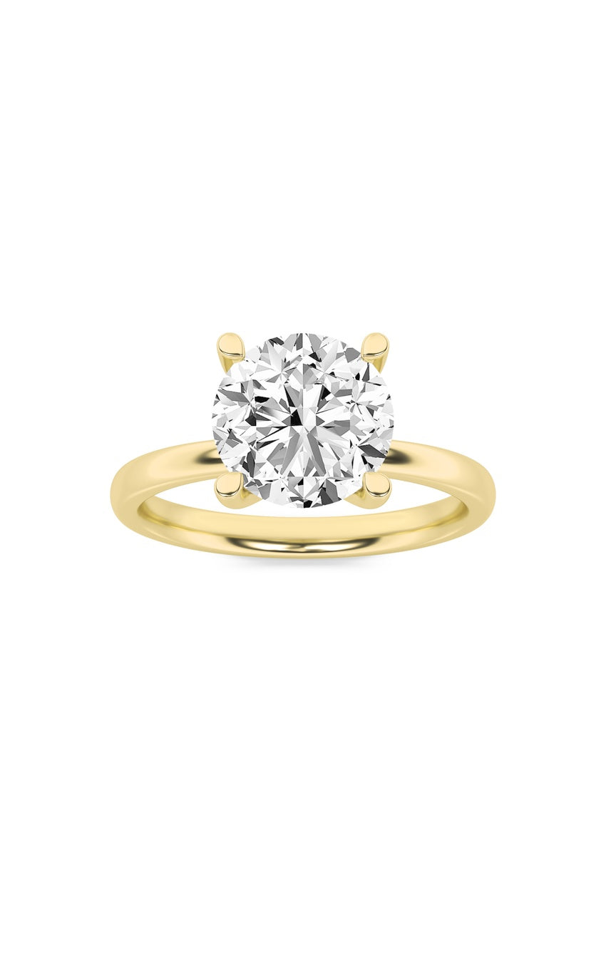 2Cttw Round Shaped Lab Grown Diamond (F/VS) Hidden Halo Petite Shank Ring in 14K Gold