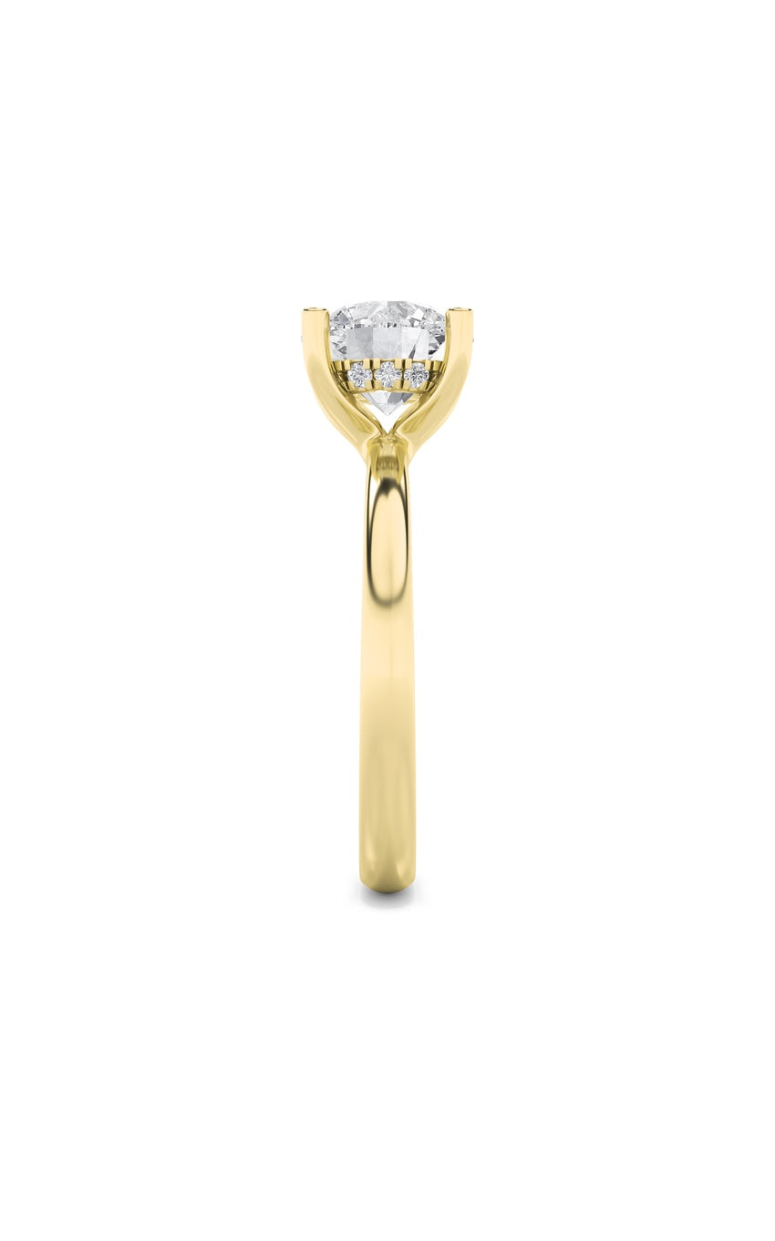 2Cttw Round Shaped Lab Grown Diamond (F/VS) Hidden Halo Petite Shank Ring in 14K Gold