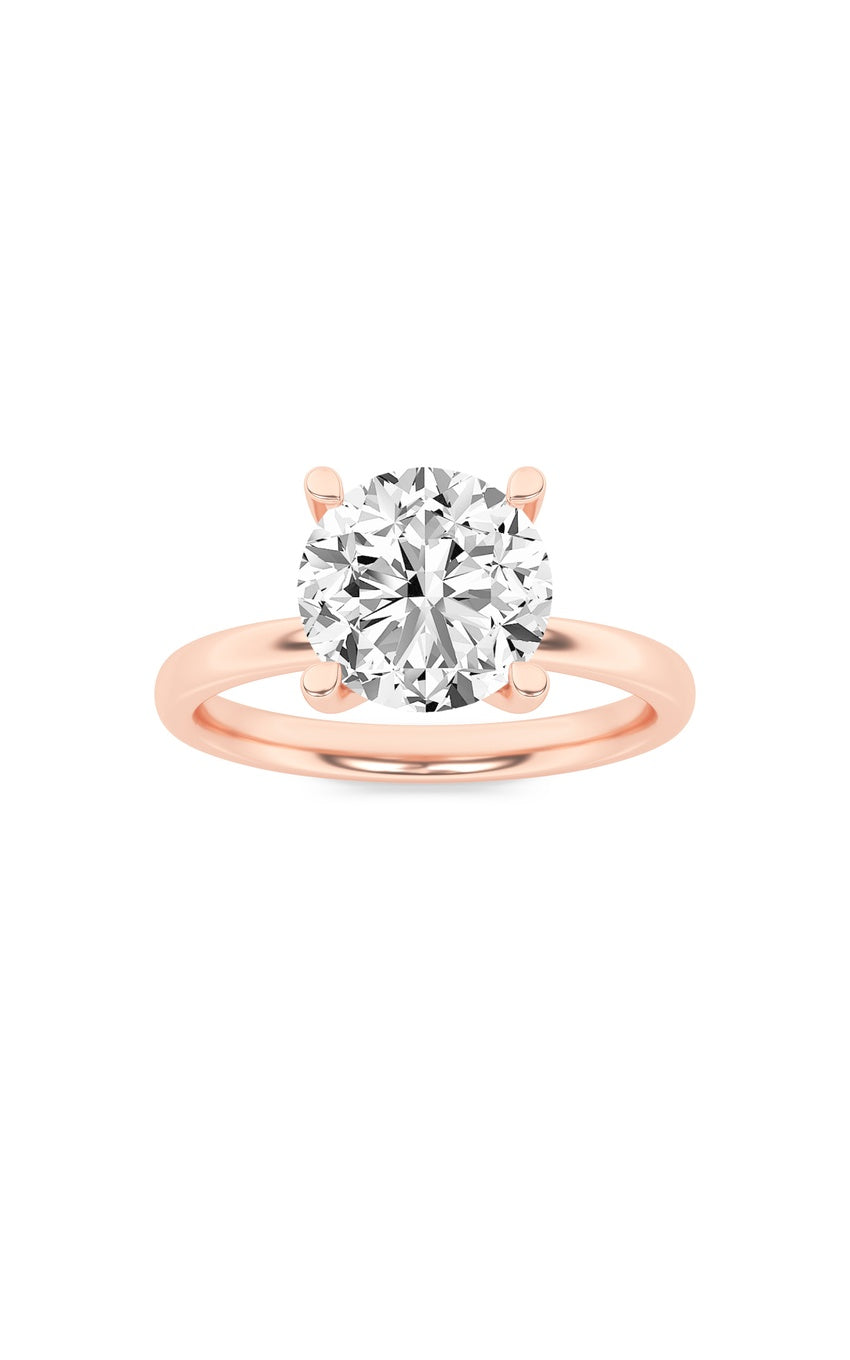 2Cttw Round Shaped Lab Grown Diamond (F/VS) Hidden Halo Petite Shank Ring in 14K Gold