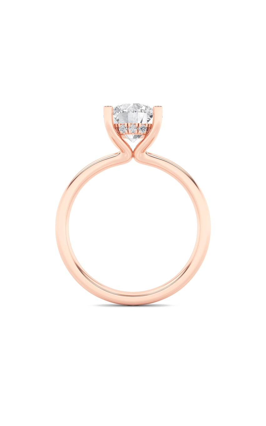 2Cttw Round Shaped Lab Grown Diamond (F/VS) Hidden Halo Petite Shank Ring in 14K Gold