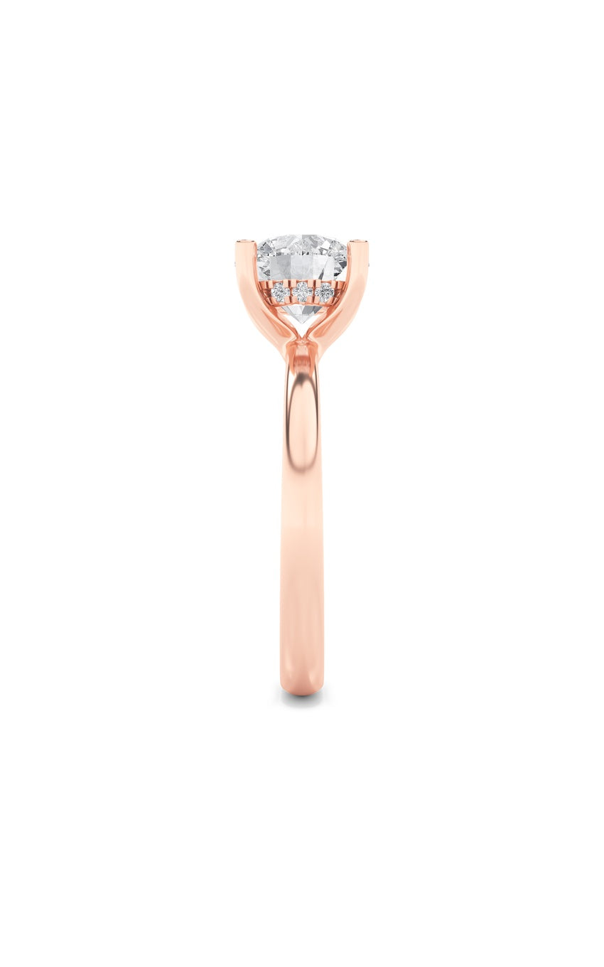 2Cttw Round Shaped Lab Grown Diamond (F/VS) Hidden Halo Petite Shank Ring in 14K Gold