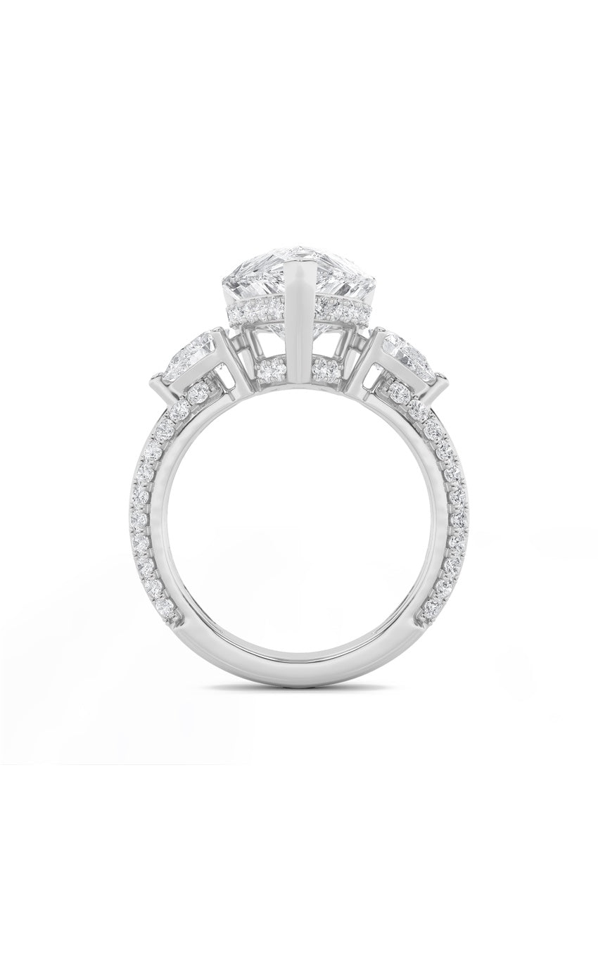 6.75Cttw Pear Shaped Lab Grown Diamond (F/VS) Bold Statement Accented Ring in 14K Gold