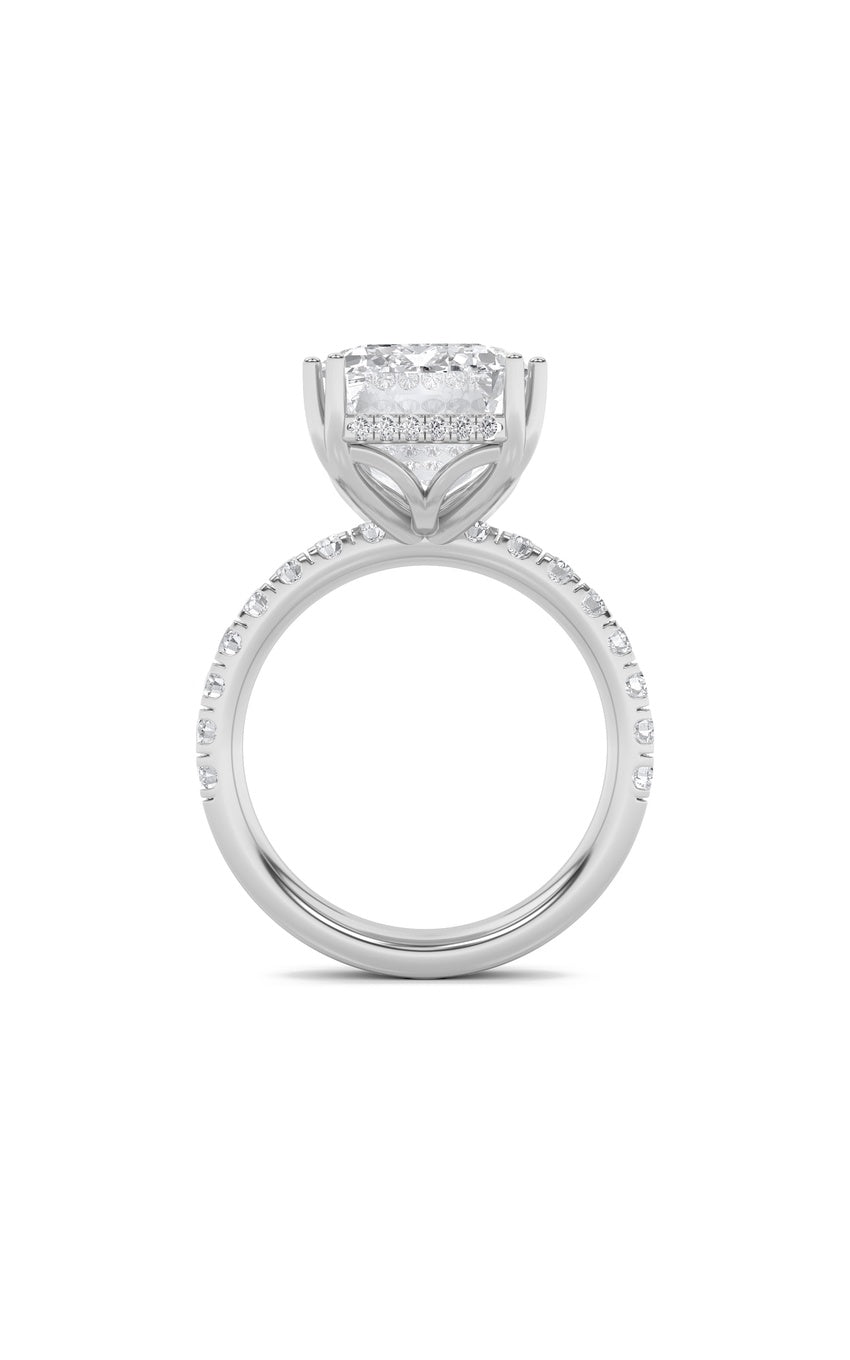 10.25Cttw Emerald Shaped Lab Grown Diamond (G/VS) Bold Statement Accented Ring in 14K Gold