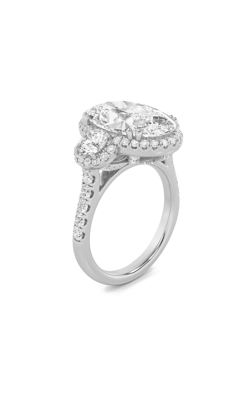 7.5Cttw Oval Shaped Lab Grown Diamond (F/VS) Bold Statement Accented Ring in 14K Gold