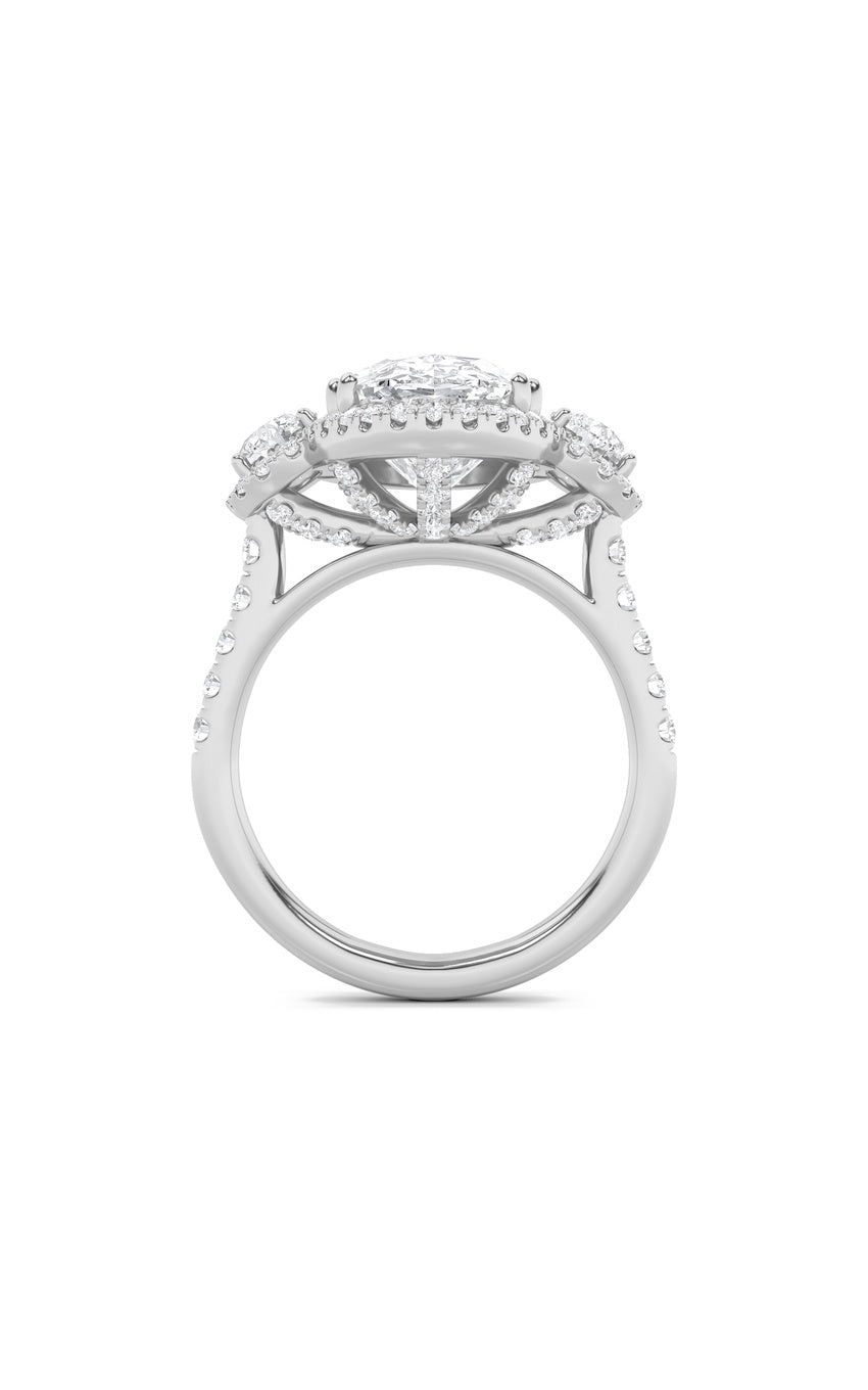 7.5Cttw Oval Shaped Lab Grown Diamond (F/VS) Bold Statement Accented Ring in 14K Gold
